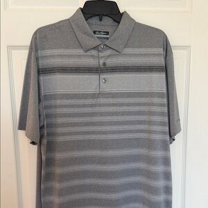 Men's Grey Striped Polo Shirt - Classic Short Sleeve
